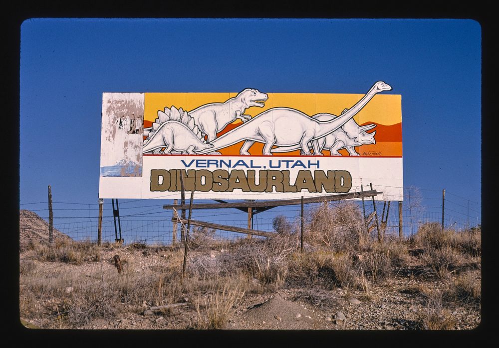 Vernal billboard, Route 40, Vernal, Utah (1991) photography in high resolution by John Margolies. Original from the Library…
