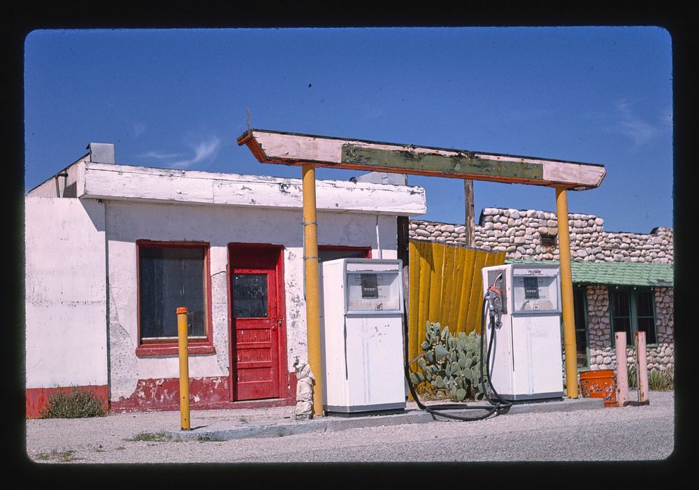 Tit Apache Canyon Trading Post, gas station, Routes 62 & 180, Whites City, New Mexicole (1993) photography in high…
