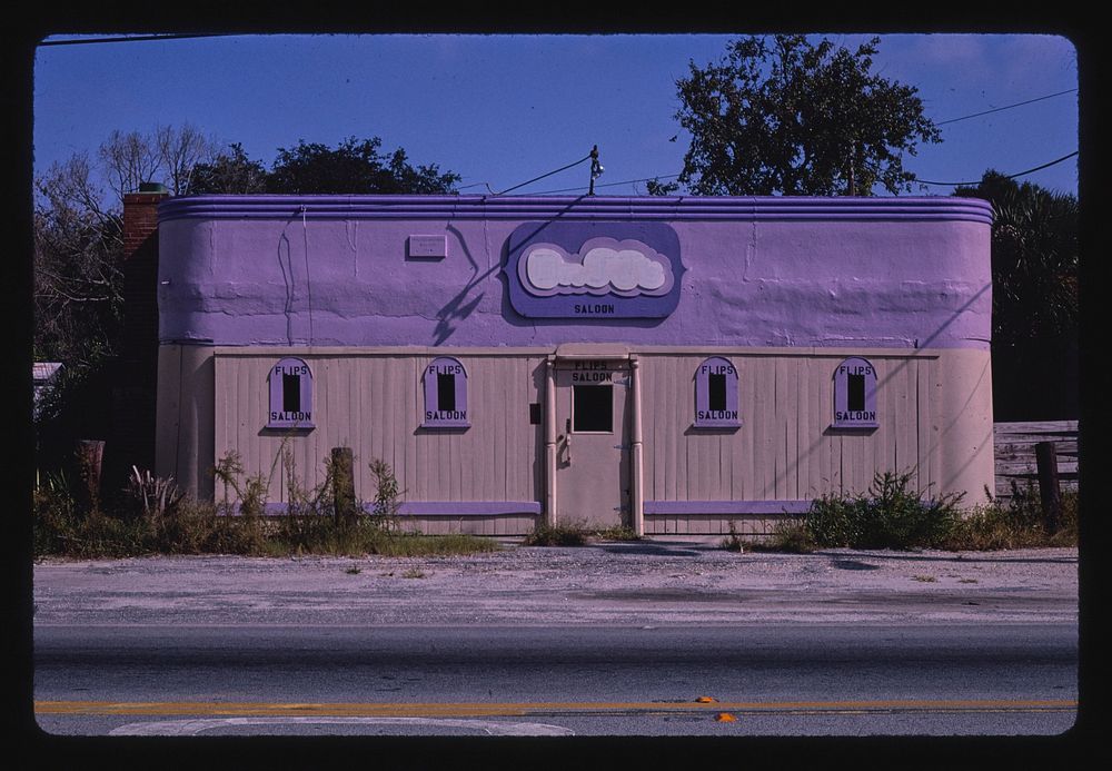 Flip's Saloon, St. Simons Island, Georgia (1985) photography in high resolution by John Margolies. Original from the Library…