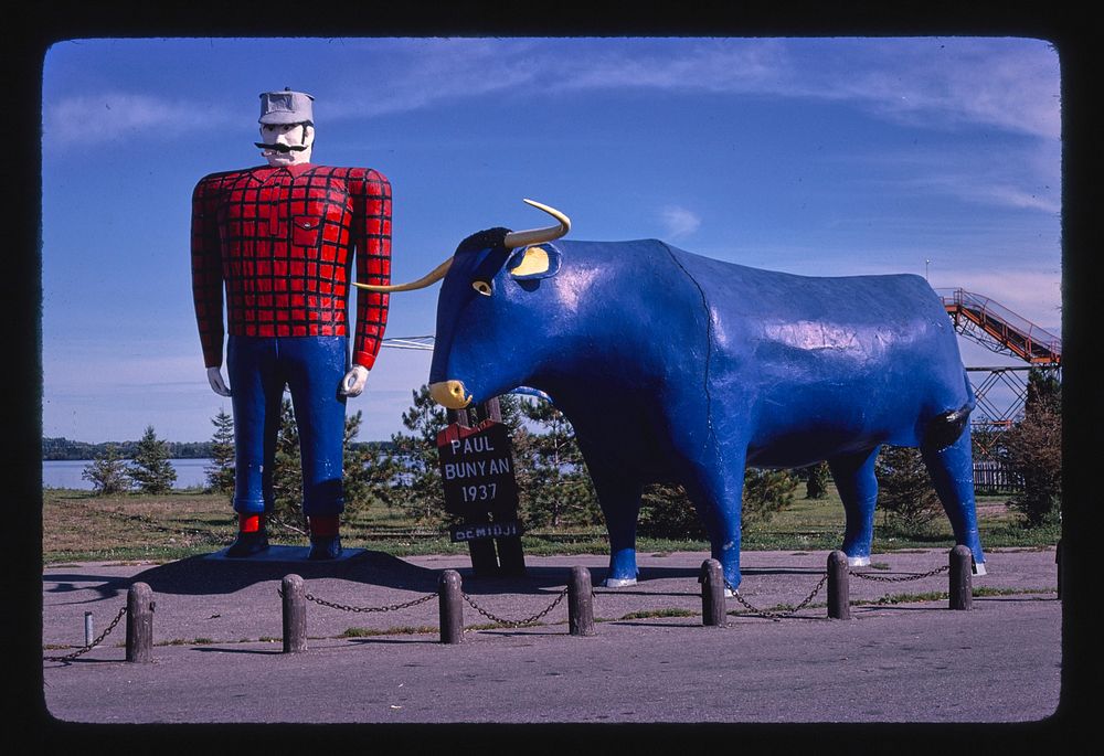 Paul Bunyan and Babe, Route 2, Bemidji, Minnesota (1980) photography in high resolution by John Margolies. Original from the…