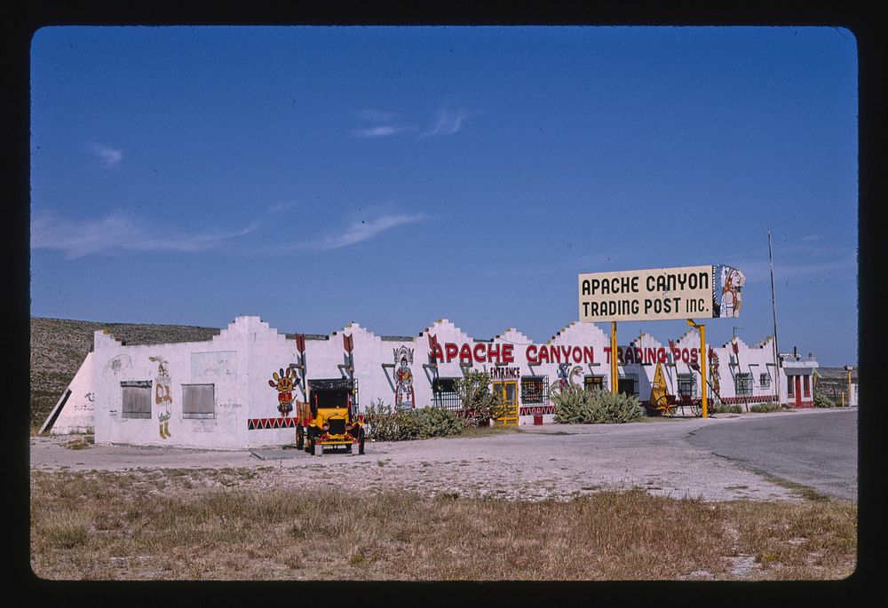 Storefront, Apache Canyon Trading Post, Routes 2 and 180, Whites City, New Mexico (1993) photography in high resolution by…