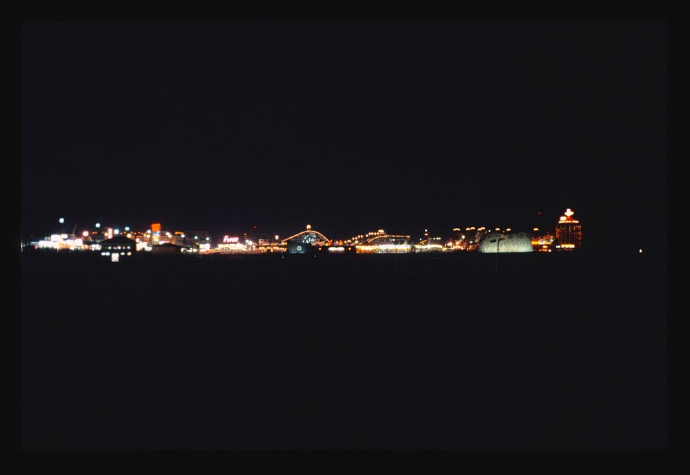 Boardwalk at night, Wildwood, New Jersey (1978) photography in high resolution by John Margolies. Original from the Library…