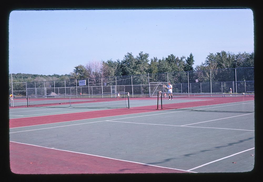 Kutsher's tennis courts, Thompson, New York (1977) photography in high resolution by John Margolies. Original from the…