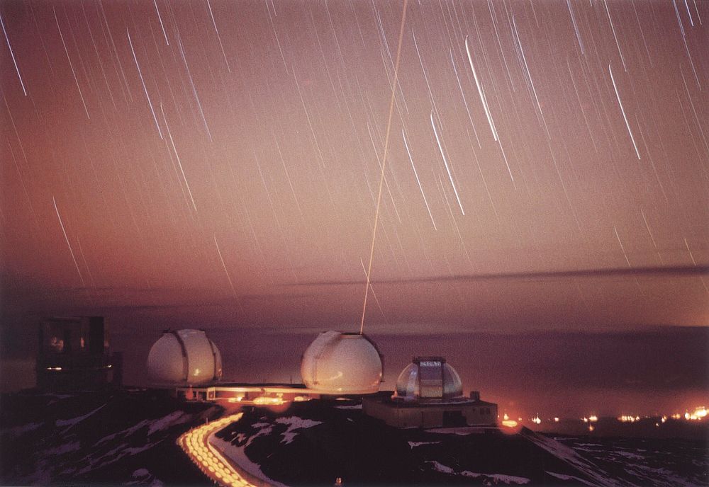 Keck II telescope atop 14,000 foot Mauna Kea volcano in Hawaii.