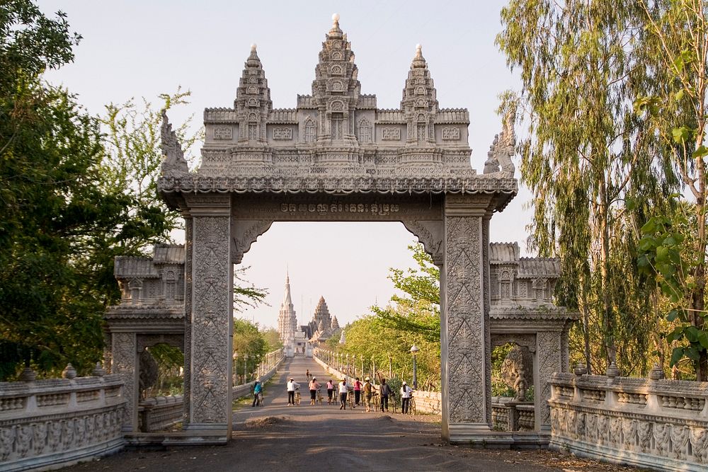 Traditional gate in Cambodia. Original public domain image from Flickr