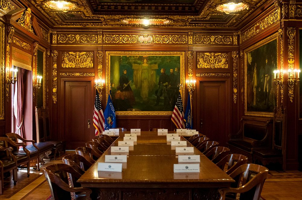 Wisconsin state capitol meeting room. Original public domain image from Flickr