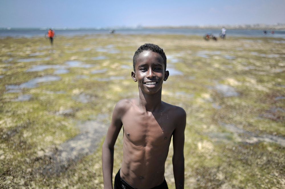 A young boy enjoys a day out at Lido beach in Mogadishu, Somalia, on January 31.