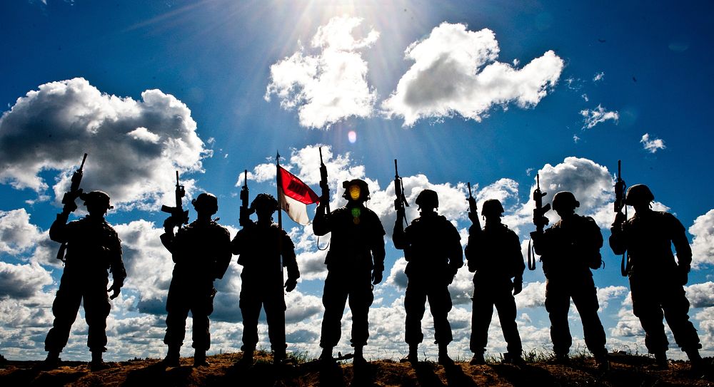 U.S. Soldiers with Charlie Company, 2nd Battalion, 104th Cavalry Regiment, Pennsylvania Army National Guard pose for a photo…