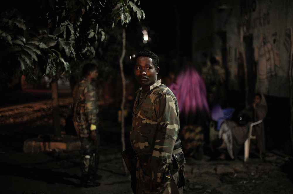 An Ethiopian soldier, as part of the African Union Mission in Somalia, walks through Baidoa, Somalia, on June 22 during a…