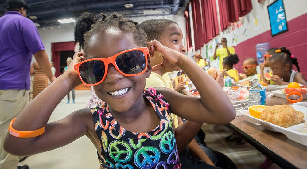 Students at Hamilton Elementary Middle School in Baltimore, MD enjoy The Summer Food Service Program (SFSP) on Friday, Jul.…