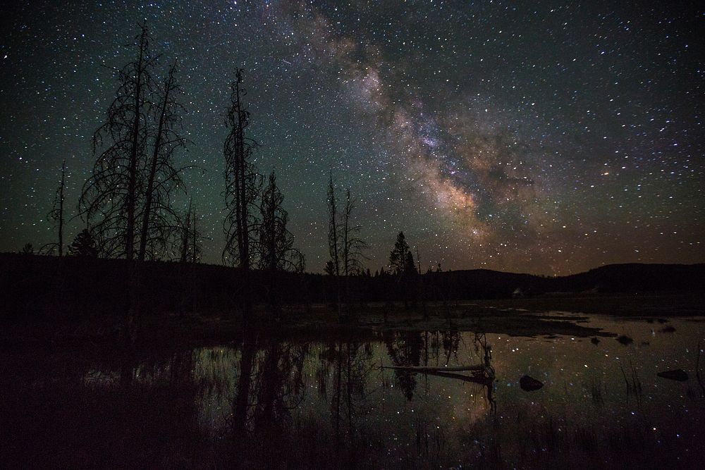 Firehole Lake Drive & Milky Way. Original public domain image from Flickr