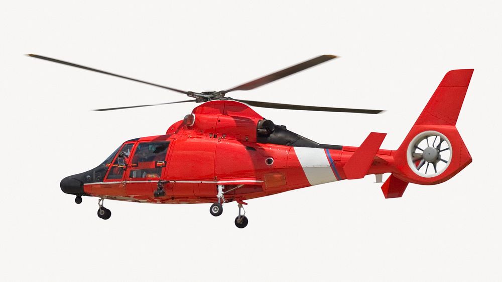 Coast guard helicopter, vehicle isolated image on white background