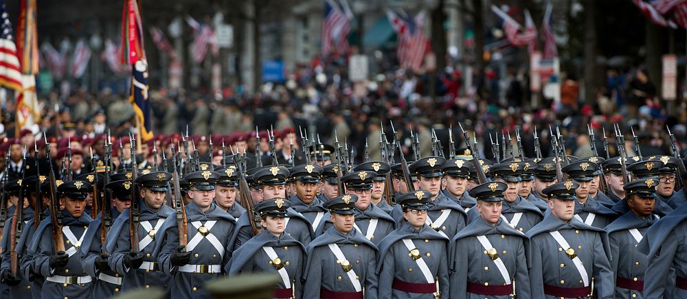 U.S. Army Cadets from U.S. Military Academy in West Point, NY, march up Pennsylvania Avenue during the 57th Presidential…