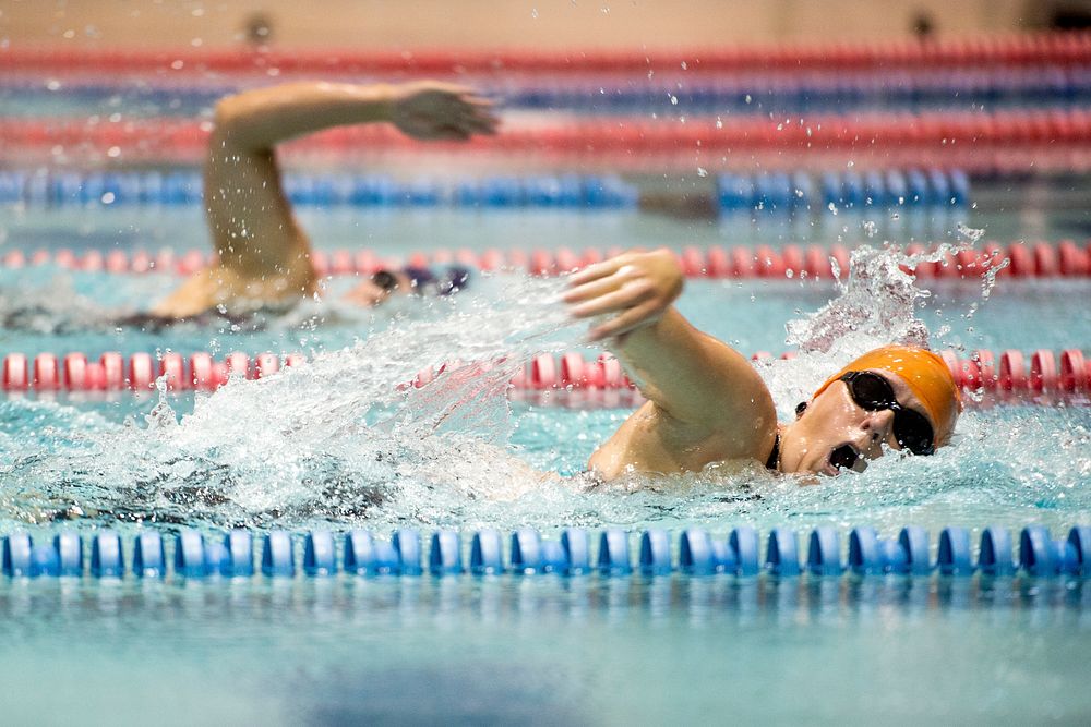 United Kingdom’s Daniell Hampson-Carroll swims freestyle during the 2015 Department of Defense Warrior Games in Manassas…