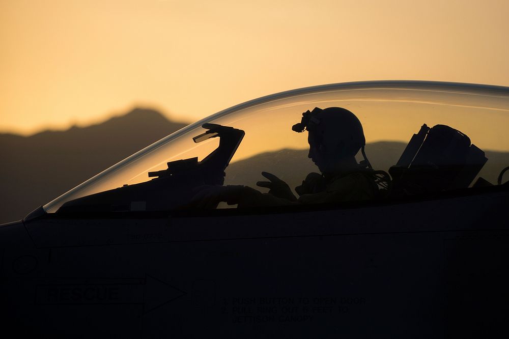 A U.S. Air Force F-16 Fighting Falcon “Triple Nickel” aircraft pilot assigned to the 555th Expeditionary Fighter Squadron…