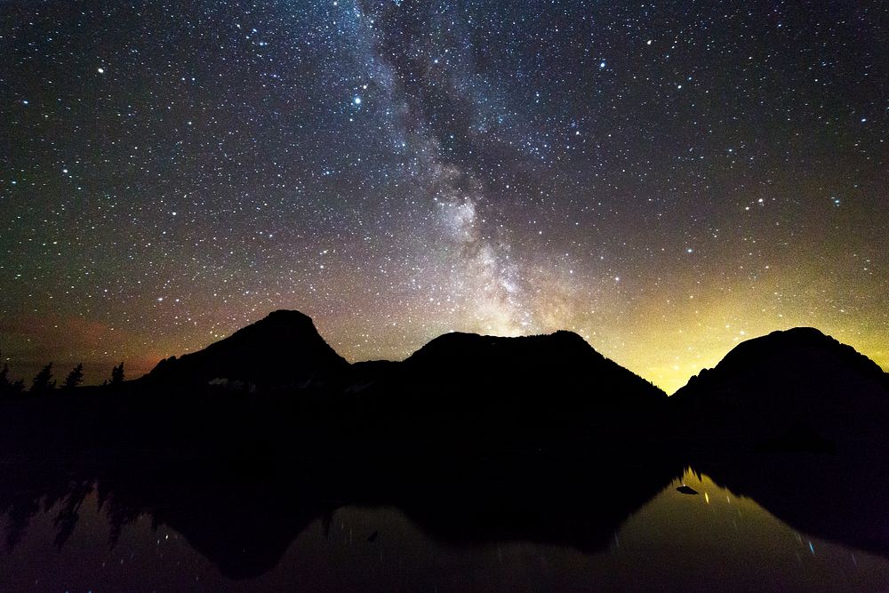 Milky Way Reflections at Logan Pass. Original public domain image from Flickr