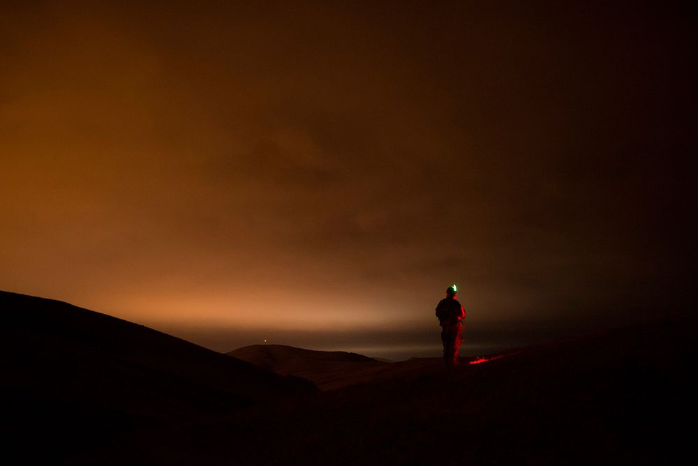 Sappers treck California hills at night