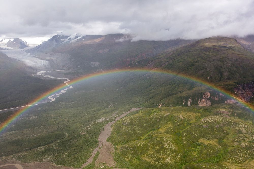 Rainbow, Frederika Glacier in background