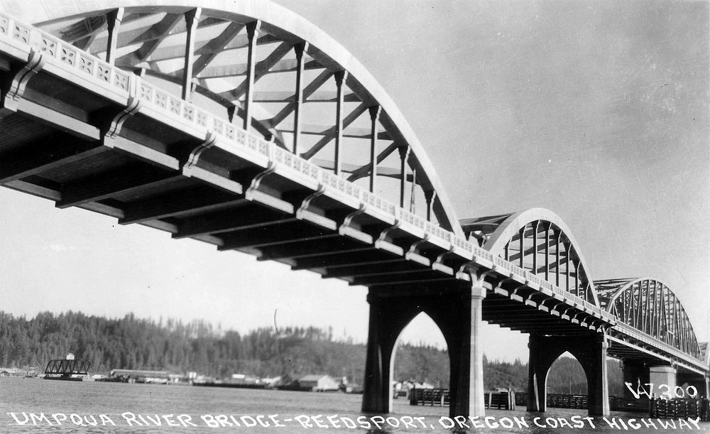 Umpqua River Bridge - Reedsport, OCHSiuslaw National Forest Historic Photo. Original public domain image from Flickr