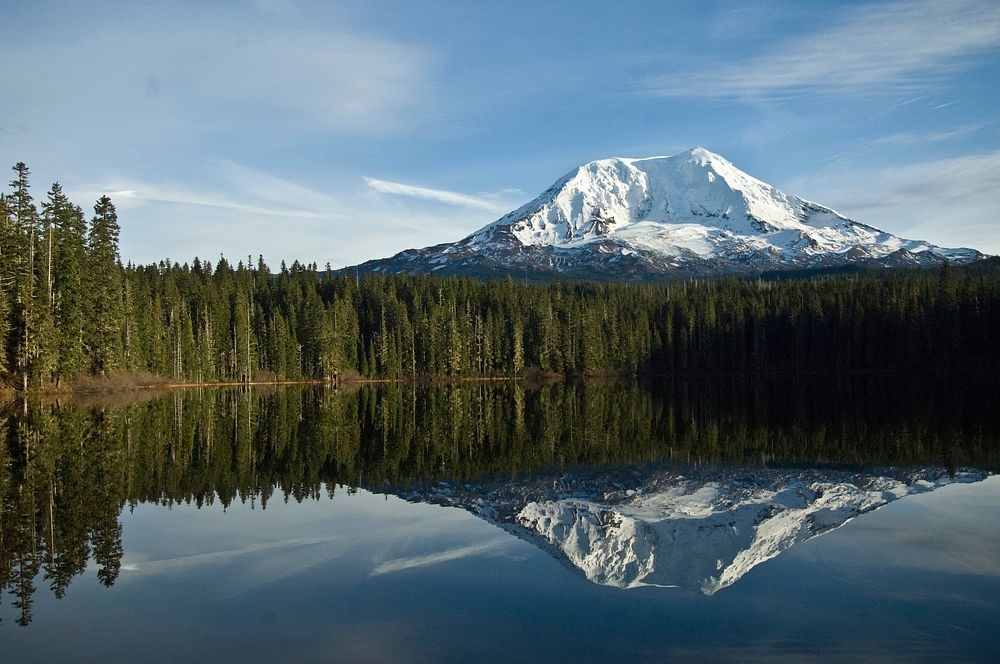 Mt Adams and Takhlakh LakeView of Mt Adams from Takhlakh Lake on the Gifford Pinchot National Forest in Washington's…