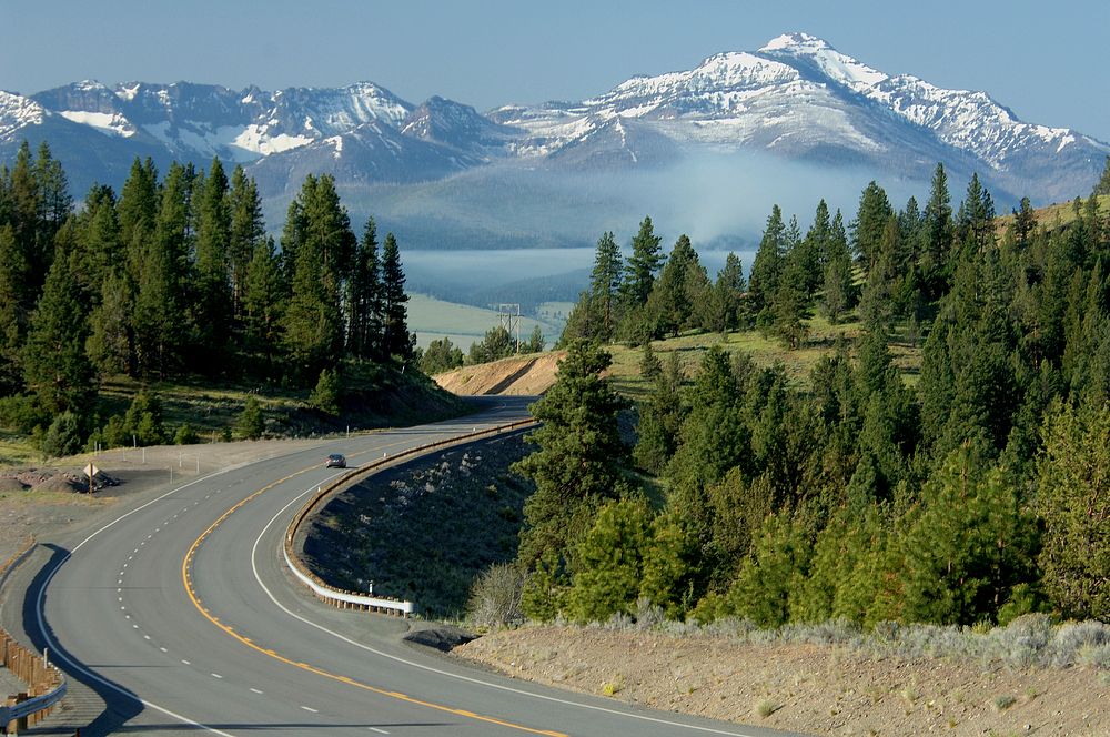 View of the Strawberry Mountain Range from Oregon State Highway 395 in North Eastern Oregon on the Malheur National Forest.…