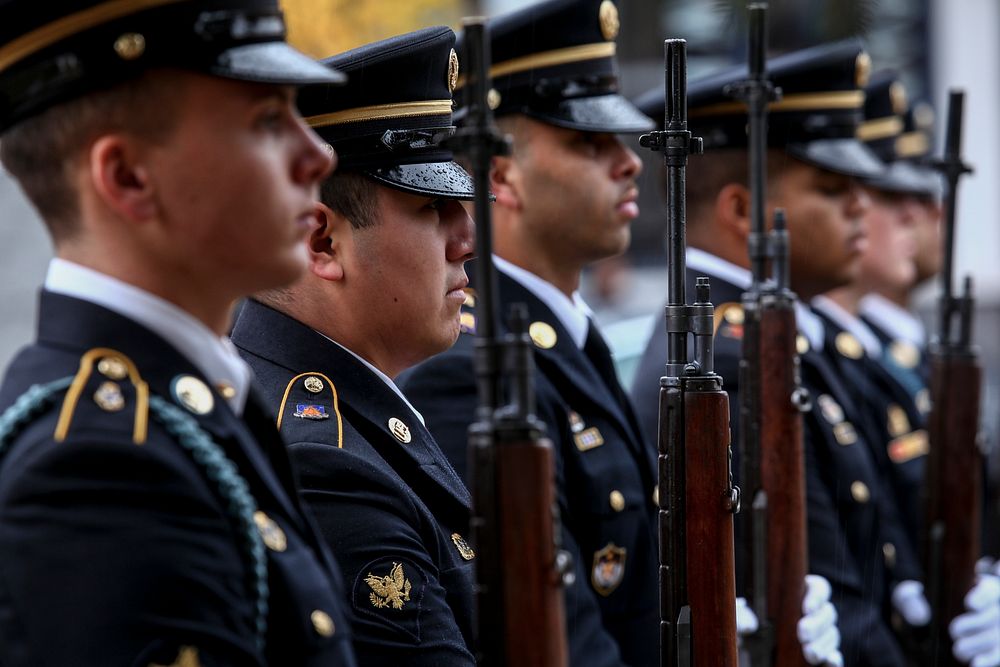 U.S. Army Soldiers from the New Jersey Army National Guard Honor Guard participate in a memorial ceremony and monument…
