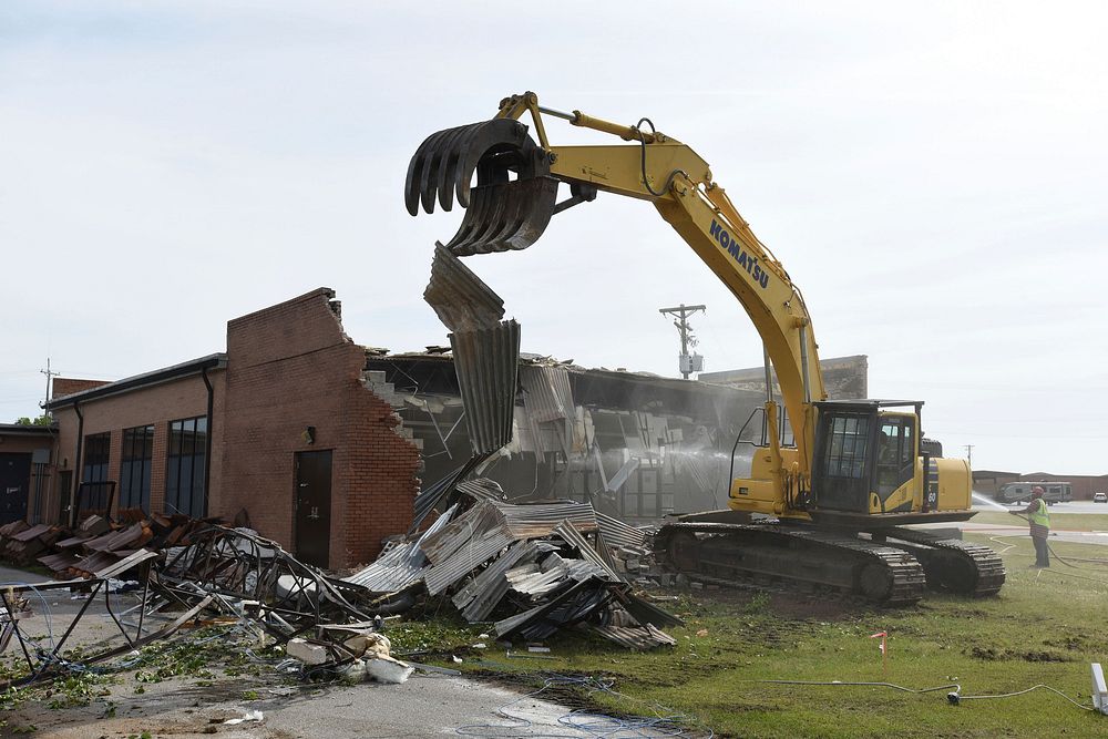 Demolition of the 169th Fighter Wing Headquarters building at McEntire Joint National Guard Base, S.C., April 26, 2018.…
