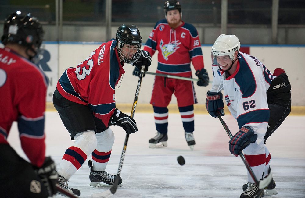 U.S. Air Force Staff Sergeant Brandon Tudball (left) and Sean Carlock (right), members of the Kaiserslautern Military…