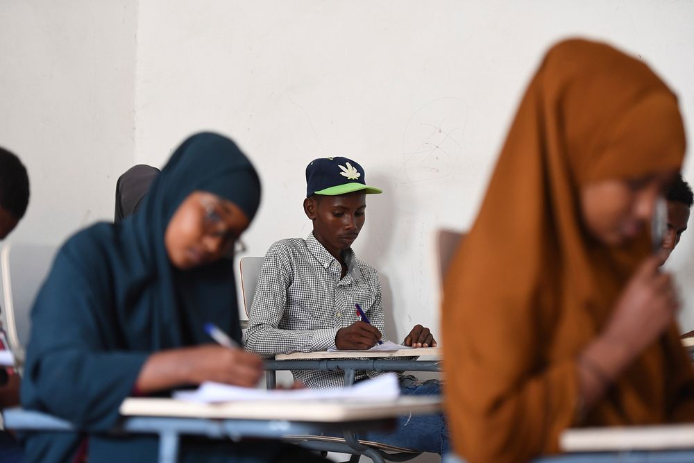 Secondary students take their national examinations in Mogadishu, Somalia, on 22 May 2018.