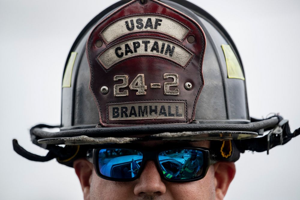 New Jersey Department of Military and Veterans Affairs Fire Captain Brian Bramhall observes other firefighters training with…