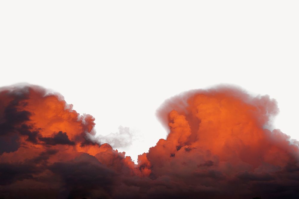 Orange cloud collage element, border background psd