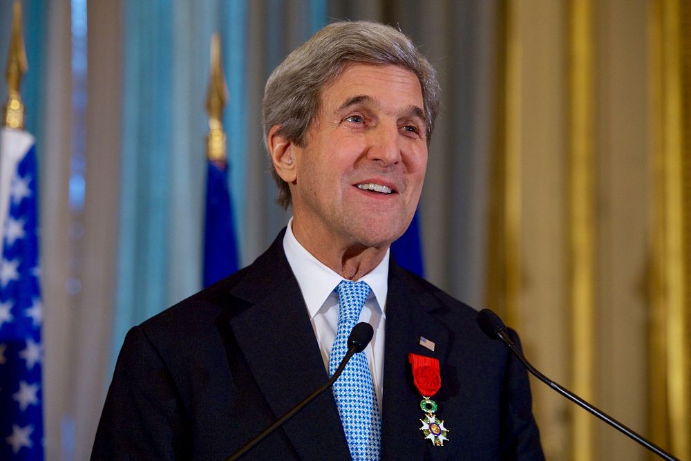 Secretary Kerry Delivers his Thanks After French Foreign Minister Ayrault Awarded him the Grand Office of the Légion…