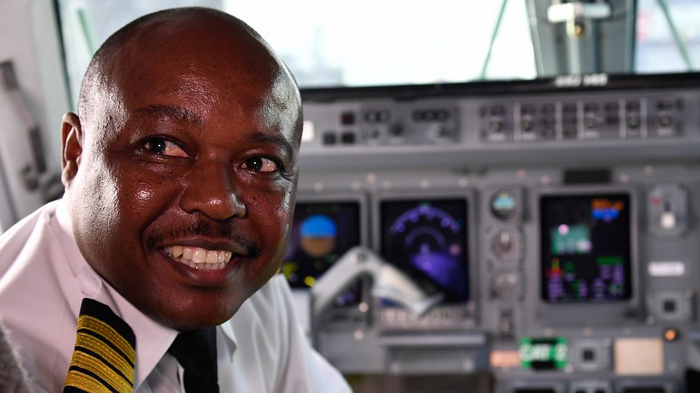 Capt. Charles Waruru, speaks during an interview at Mogadishu International Airport, Somalia on 18 December 2018.