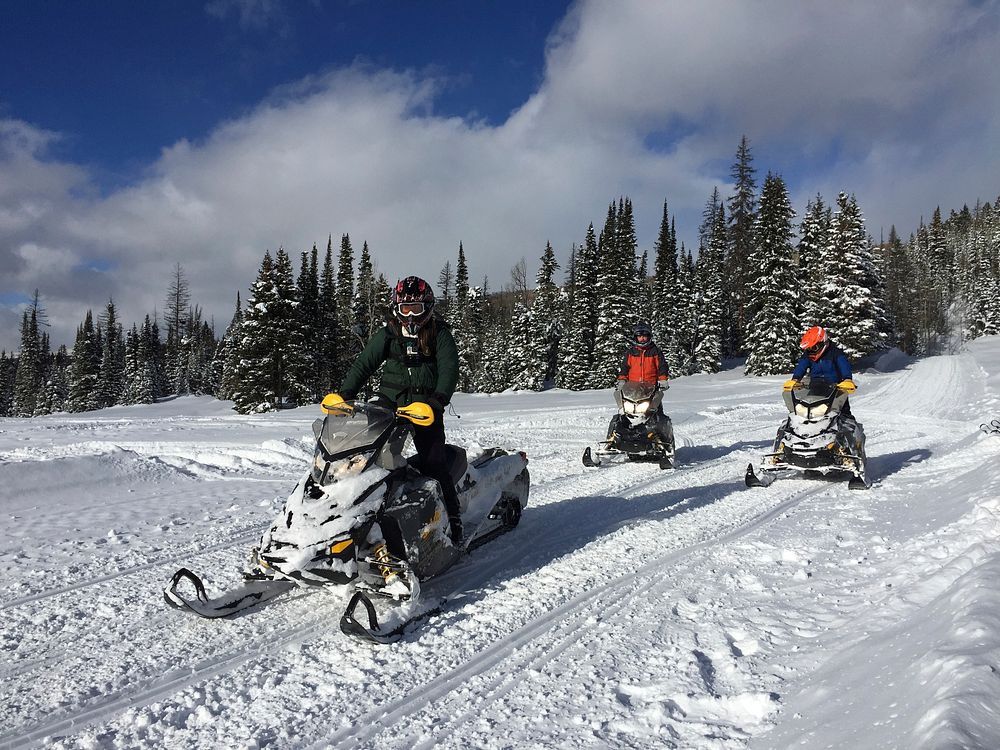 snowmobiling on the UWCPhoto of snowmobiling on the Soapstone Pass trail near the Mirror Lake Highway on the Uinta-Wasatch…
