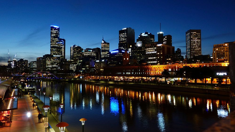 Melbourne by night, Australia. Original public domain image from Flickr