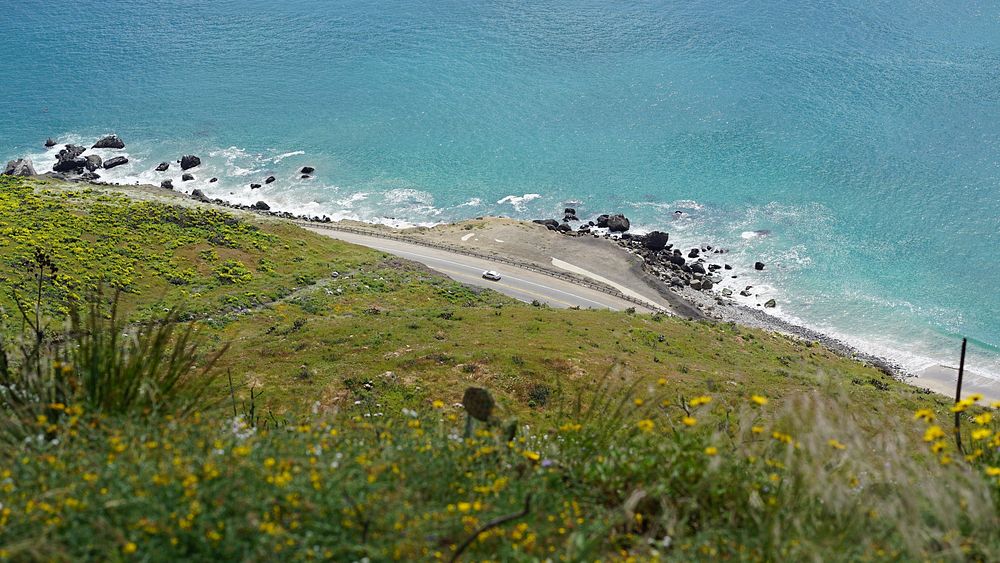 Pacific Coast Highway. As seen from the area around the Mugu Peak Trail. Original public domain image from Flickr