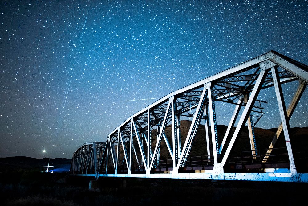 Starry sky over the Union Pacific Railroad. Original public domain image from Flickr