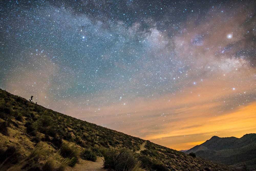 Milky Way sky, desert area. Original public domain image from Flickr