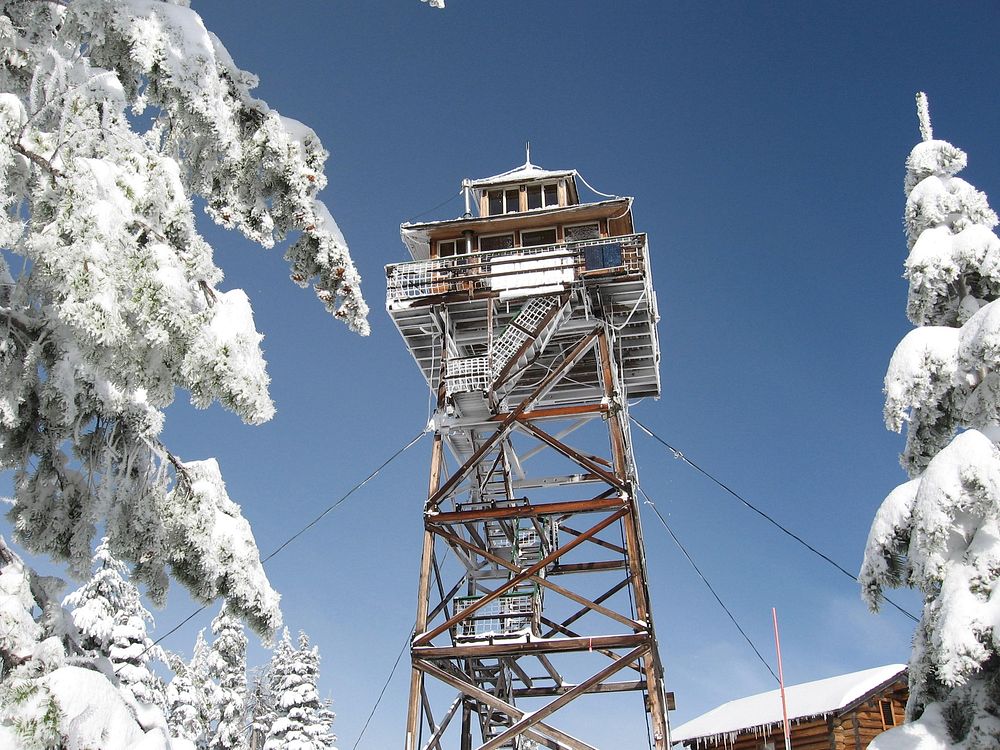 Winter at Warner Mountain Lookout Tower, Willamette National ForestWillamette National Forest. Original public domain image…