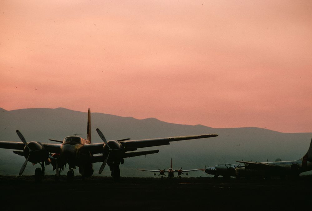 Wenatchee Pangborn field tankers lined up at dawn. Original public domain image from Flickr