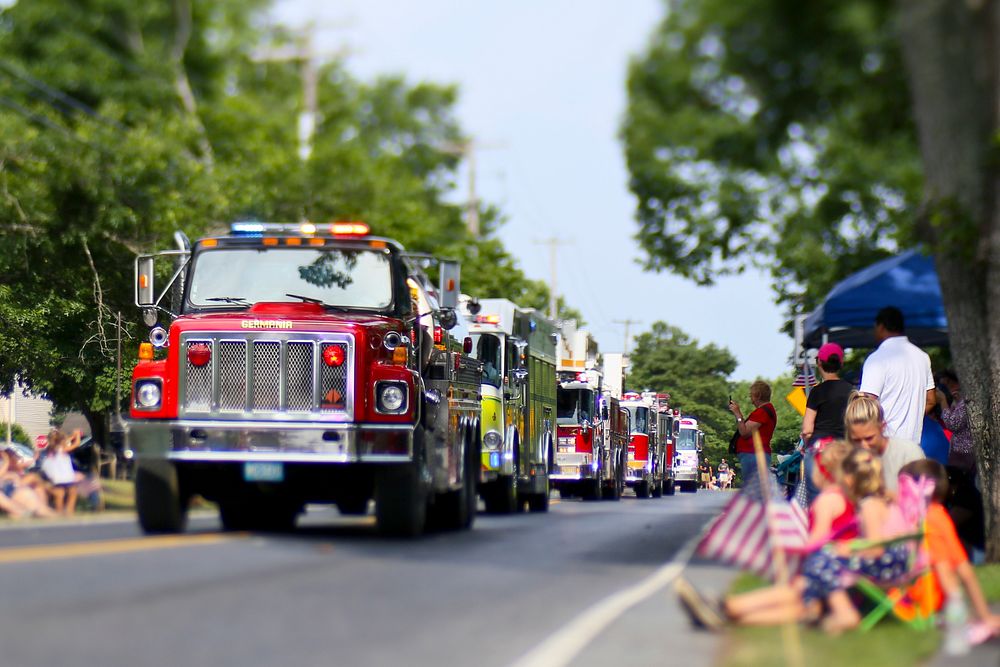 Fire truck parade. Original public domain image from Flickr
