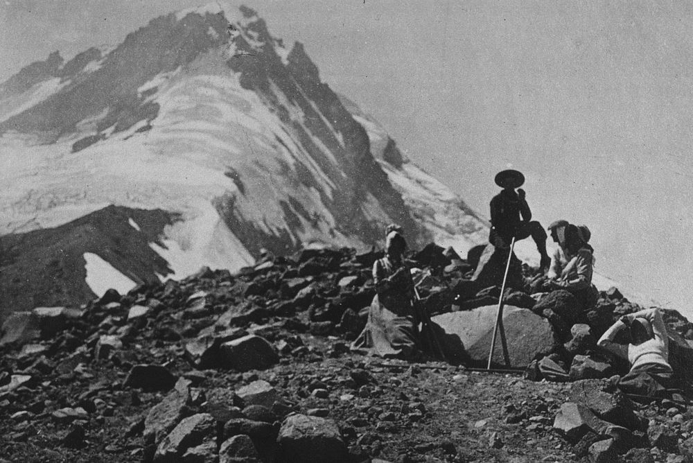 Climbing Mt Hood, Elliot glacier 1890's. Original public domain image from Flickr