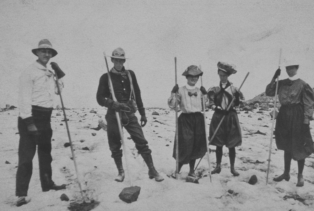 Climbers pose for photo Mt Hood. Original public domain image from Flickr