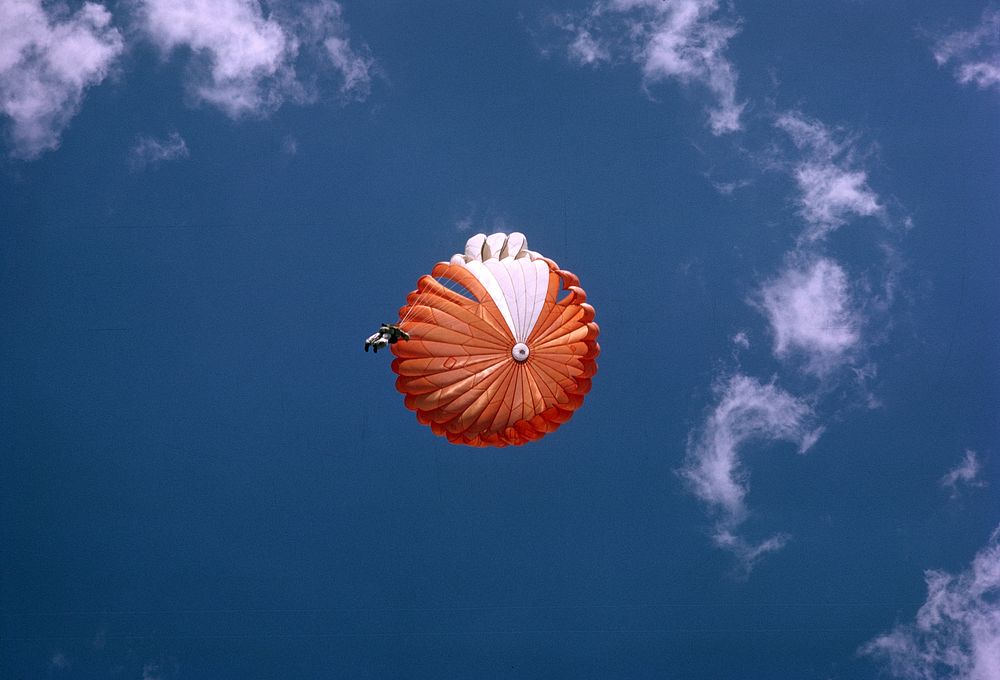 Smokejumper deployed chute. Original public domain image from Flickr