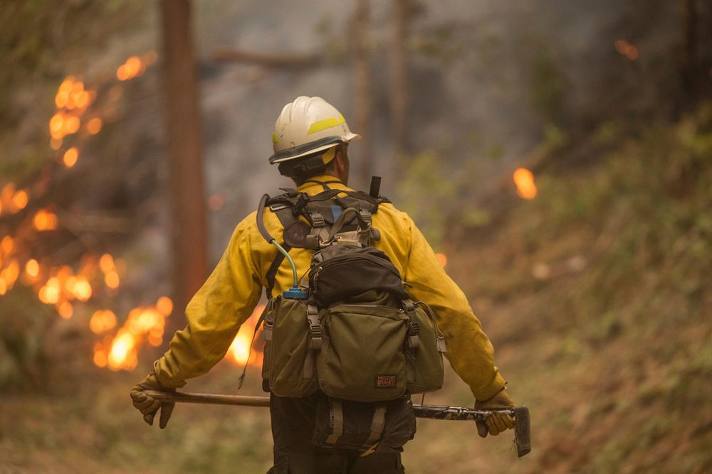 On the fireline, Happy Dog Fire, North Umpqua Complex, 9-1-17 Photo by Kari Greer, USFS. Original public domain image from…