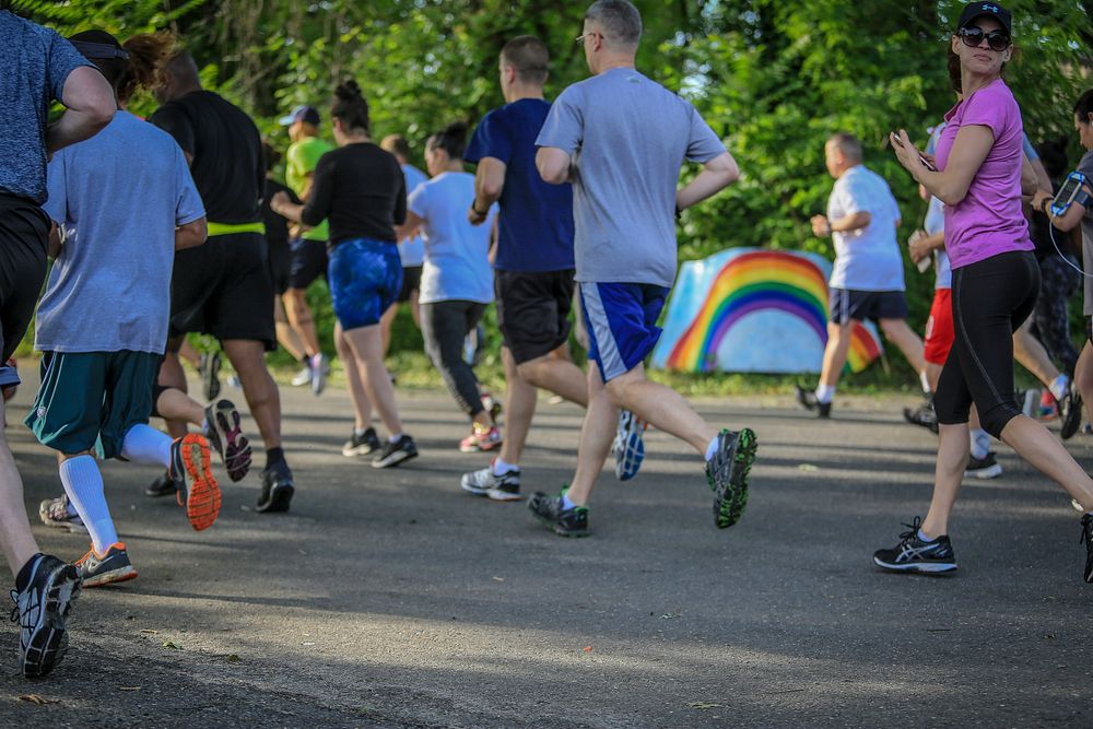Soldiers and Airmen participate in the 2018 New Jersey National Guard LGBT 5K Color Run on Joint Base McGuire-Dix-Lakehurst…