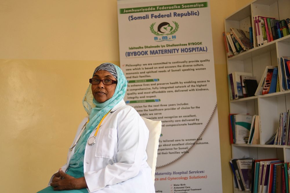 Dr. Shamsa Abdullahi, founder of Bybook Maternity Hospital in Mogadishu, Somalia, on 6 February 2018.