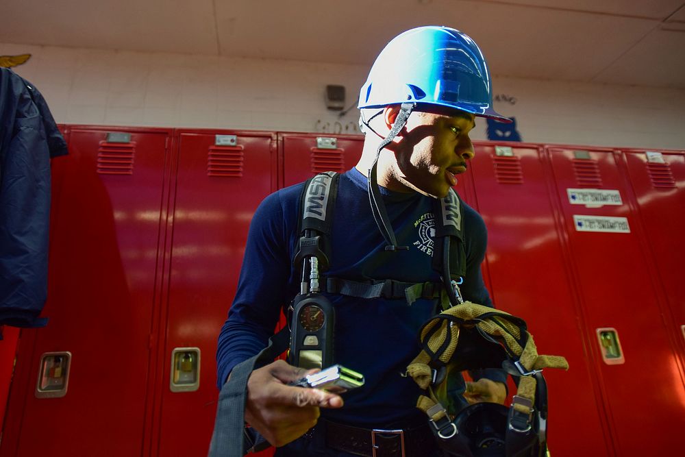 U.S. Air Force Senior Airman Jarquis McLamore, a firefighter assigned to the South Carolina Air National Guard’s 169th Civil…