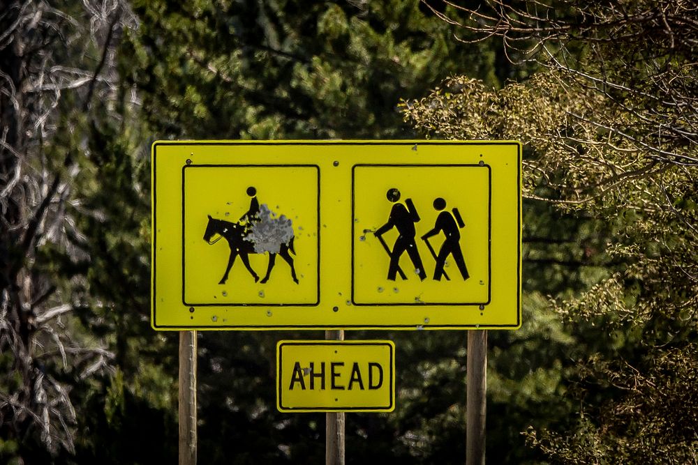 Drivers are warned of hikers and horseback riders in the Thompson Park area of Beaverhead-Deerlodge National Forest.