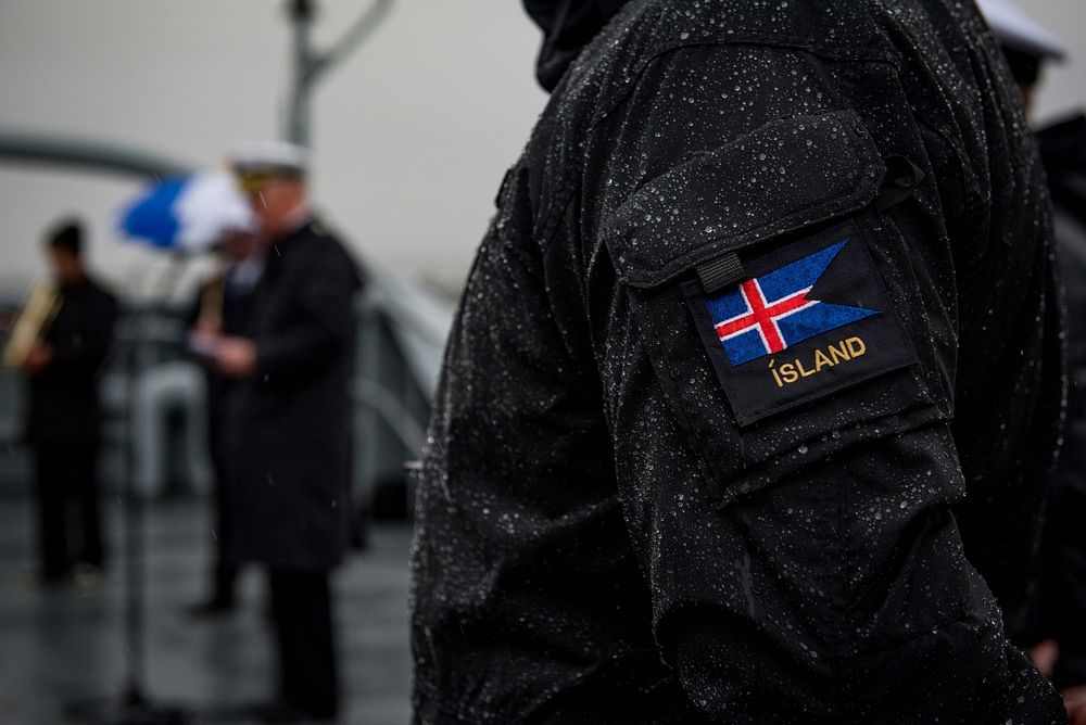 REYKJAVIK, Iceland (Oct. 16, 2018) &ndash; A member of the Icelandic coastguard stands at parade rest during a commemoration…